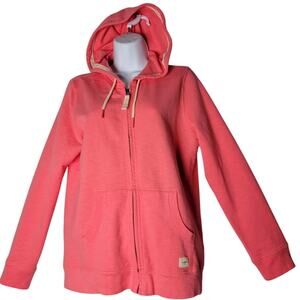 L.L.Bean Women’s Petite Small Hoodie Coral Pink Zip Up 100% Organic Cotton